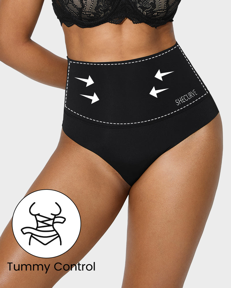 3-Pack High Waist Tummy Control Brief Panties - Comfortable Shaping Underwear