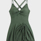 Chic Knot Hem Ruched One-Piece Swim Dress: Flattering, Adjustable, Comfortable Swimsuit