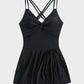 Chic Knot Hem Ruched One-Piece Swim Dress: Flattering, Adjustable, Comfortable Swimsuit