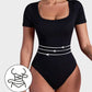 Seamless Square Neck Thong Bodysuit for Women - Tummy Control Shapewear