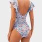Flattering Ruffle Sleeve Cut-Out Ruched One-Piece Swimsuit for Stylish Beach Days