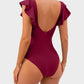 Flattering Ruffle Sleeve Cut-Out Ruched One-Piece Swimsuit for Stylish Beach Days
