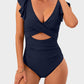 Flattering Ruffle Sleeve Cut-Out Ruched One-Piece Swimsuit for Stylish Beach Days