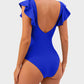 Flattering Ruffle Sleeve Cut-Out Ruched One-Piece Swimsuit for Stylish Beach Days