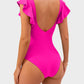 Flattering Ruffle Sleeve Cut-Out Ruched One-Piece Swimsuit for Stylish Beach Days