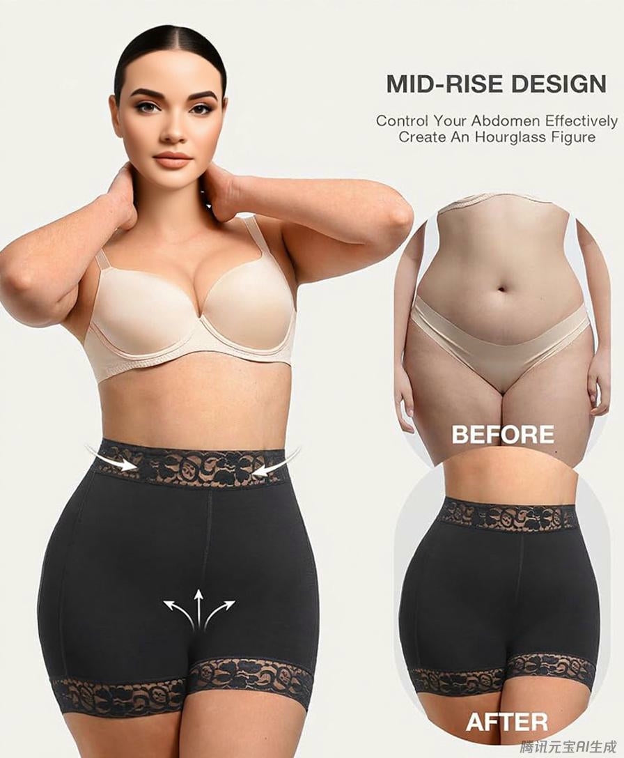 High-Waisted Sculpting Lace Shapewear Shorts for Tummy Control and Butt Lift