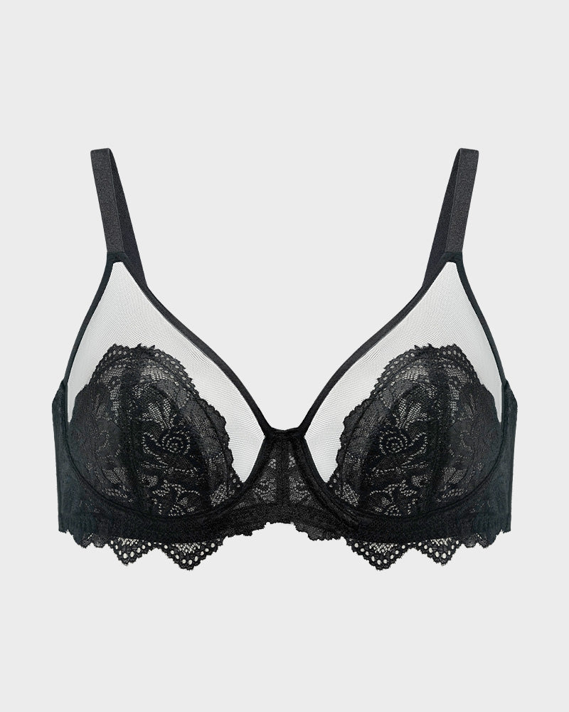Elegant Purple Full Coverage Lace Minimizer Bra for Plus Size Support