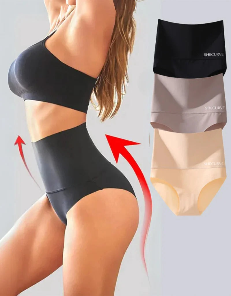 3-Pack High Waist Tummy Control Brief Panties - Comfortable Shaping Underwear