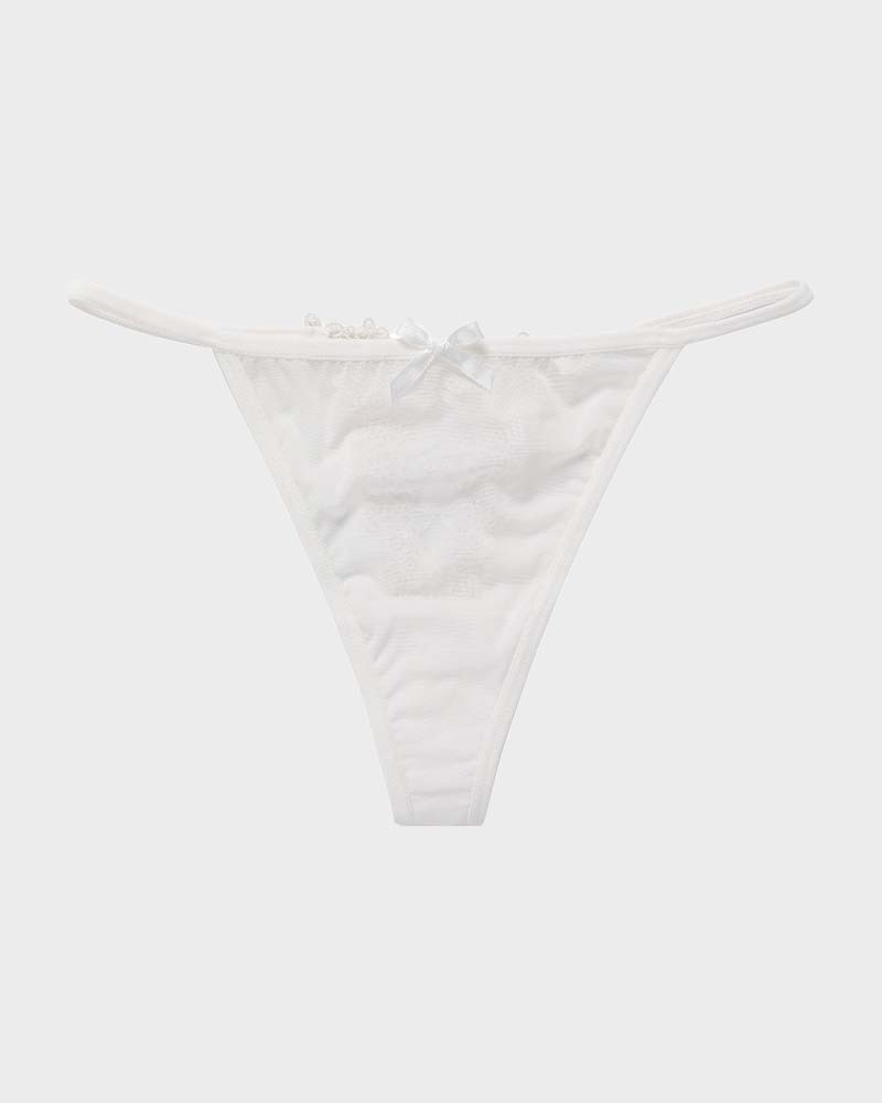 SheCurve Seductive Lace-Trim Mesh V-String Panty – Comfortable, Breathable Thong