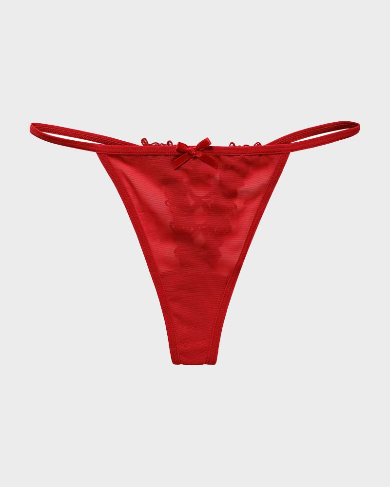 SheCurve Seductive Lace-Trim Mesh V-String Panty – Comfortable, Breathable Thong