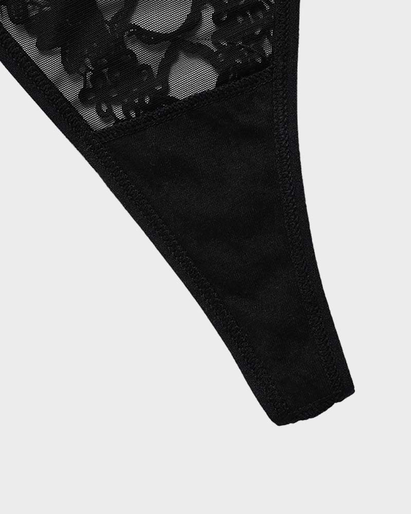 SheCurve Seductive Lace-Trim Mesh V-String Panty – Comfortable, Breathable Thong