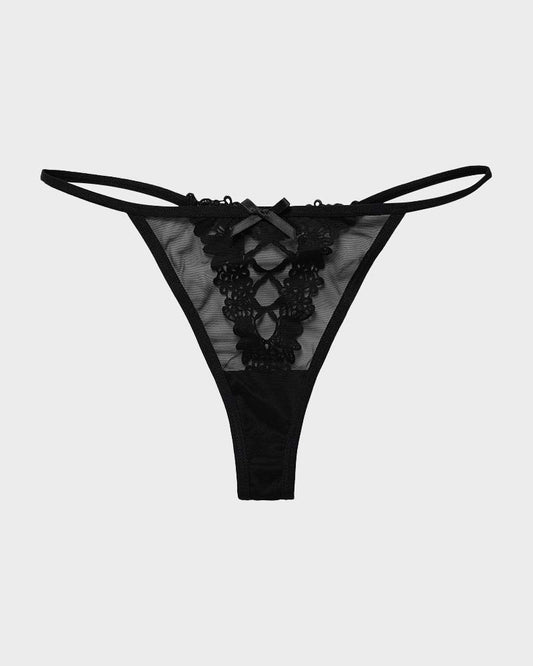 SheCurve Seductive Lace-Trim Mesh V-String Panty – Comfortable, Breathable Thong