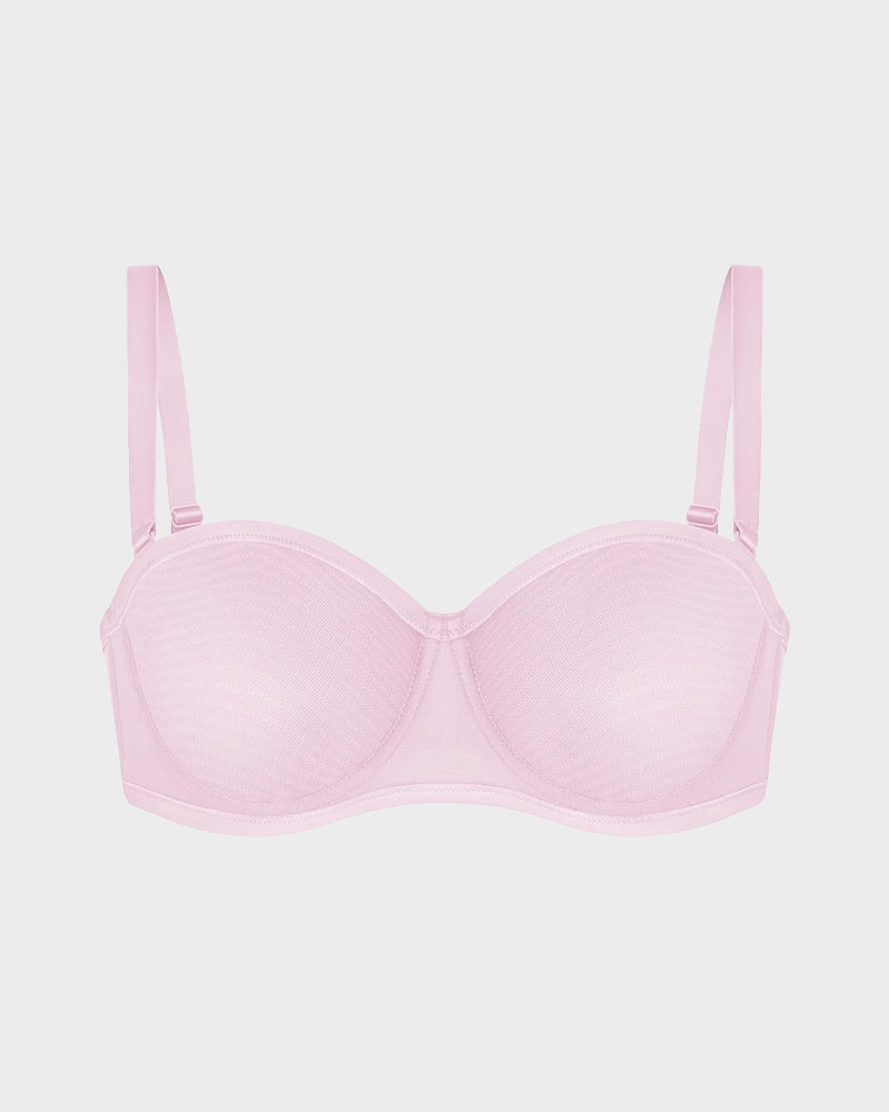 Ultimate Invisible Support Strapless Mesh Underwire Balconette Bra for Women