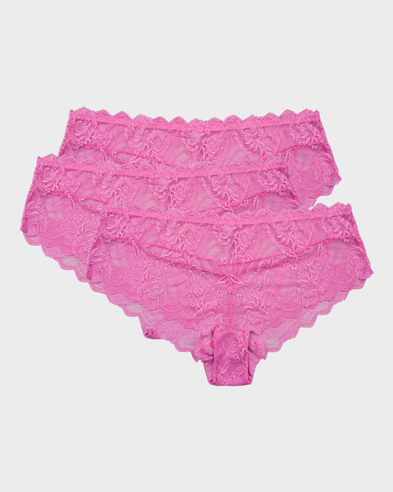 Sexy Floral Lace Seamless Brief Panty 3-Pack: Comfortable Invisible Underwear
