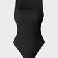 Chic Ribbed Square Neck Sleeveless Tummy Control Tank Bodysuit for Women