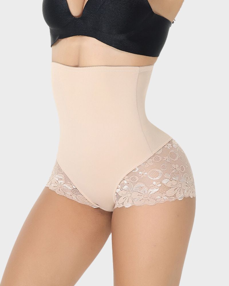 Ultra High Waist Lace Tummy Control Shaping Brief for Women - Comfortable Body Shaper