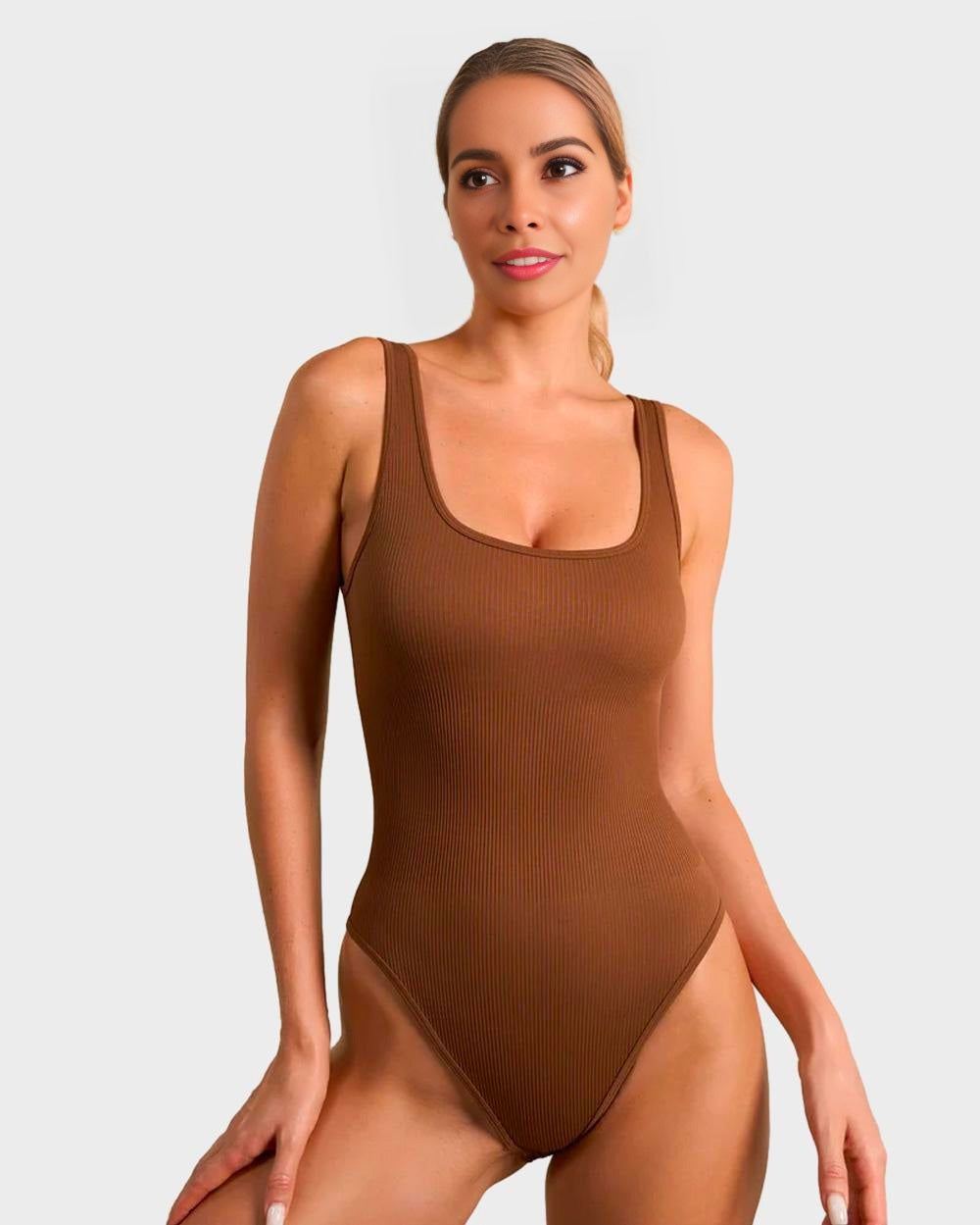Comfortable Seamless Wide Strap Backless Thong Bodysuit for Body Sculpting