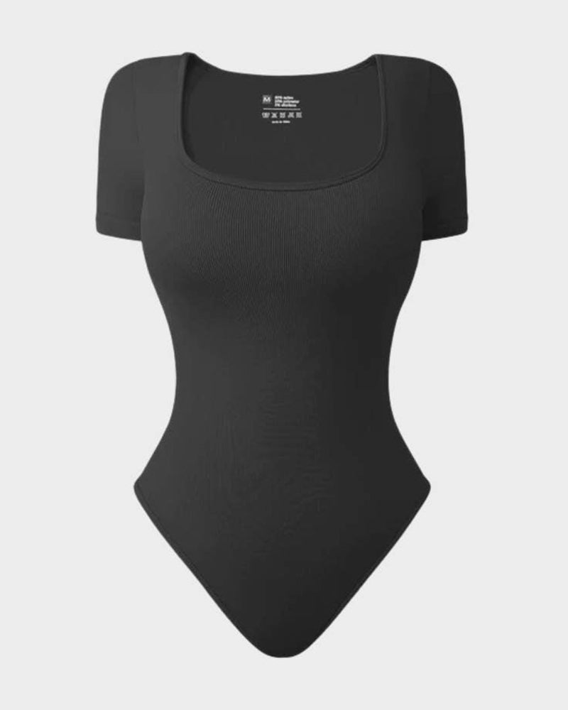 Seamless Square Neck Thong Bodysuit for Women - Tummy Control Shapewear