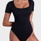 Seamless Square Neck Thong Bodysuit for Women - Tummy Control Shapewear