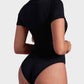 Seamless Square Neck Thong Bodysuit for Women - Tummy Control Shapewear