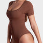 Seamless Square Neck Thong Bodysuit for Women - Tummy Control Shapewear