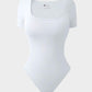 Seamless Square Neck Thong Bodysuit for Women - Tummy Control Shapewear