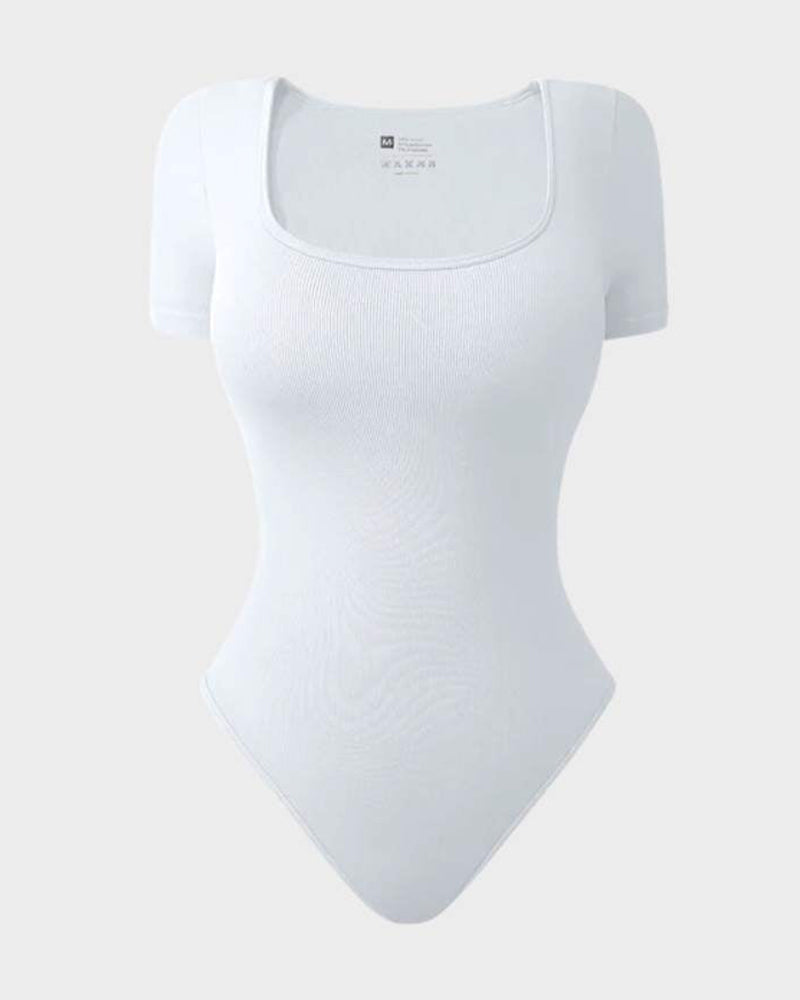 Seamless Square Neck Thong Bodysuit for Women - Tummy Control Shapewear