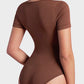 Seamless Square Neck Thong Bodysuit for Women - Tummy Control Shapewear