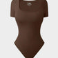 Seamless Square Neck Thong Bodysuit for Women - Tummy Control Shapewear