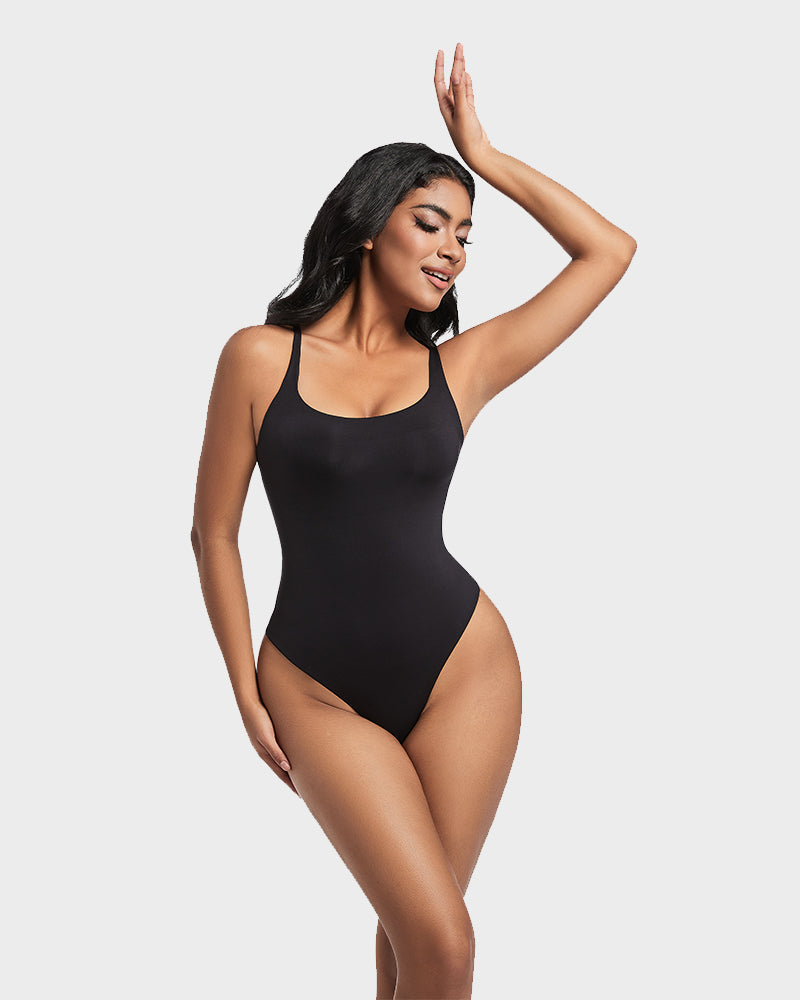 Seamless Sculpt Sleeveless Scoop Neck Thong Bodysuit: Flattering Comfort Shapewear