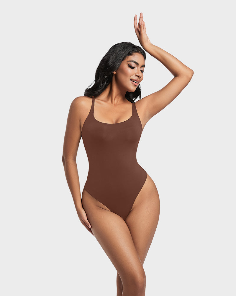 Seamless Sculpt Sleeveless Scoop Neck Thong Bodysuit: Flattering Comfort Shapewear