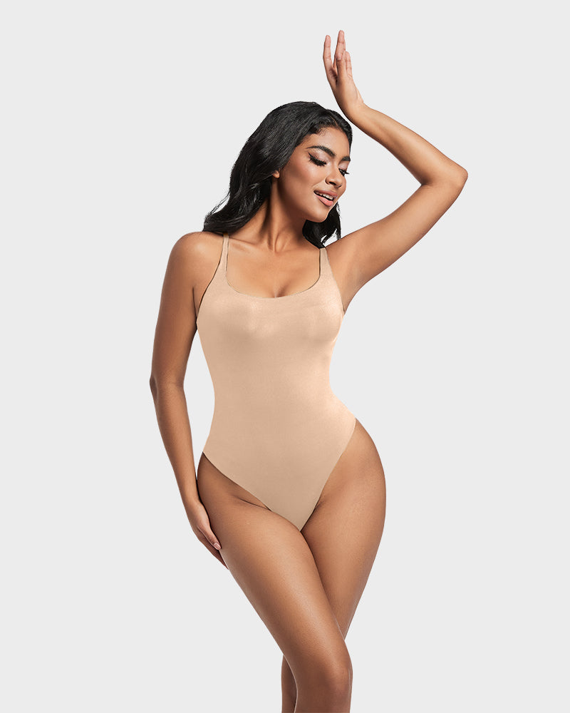 Seamless Sculpt Sleeveless Scoop Neck Thong Bodysuit: Flattering Comfort Shapewear