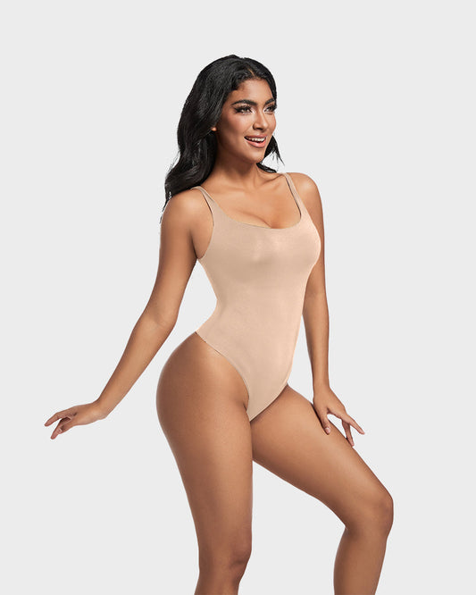 Seamless Sculpt Sleeveless Scoop Neck Thong Bodysuit: Flattering Comfort Shapewear