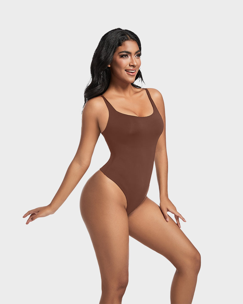 Seamless Sculpt Sleeveless Scoop Neck Thong Bodysuit: Flattering Comfort Shapewear