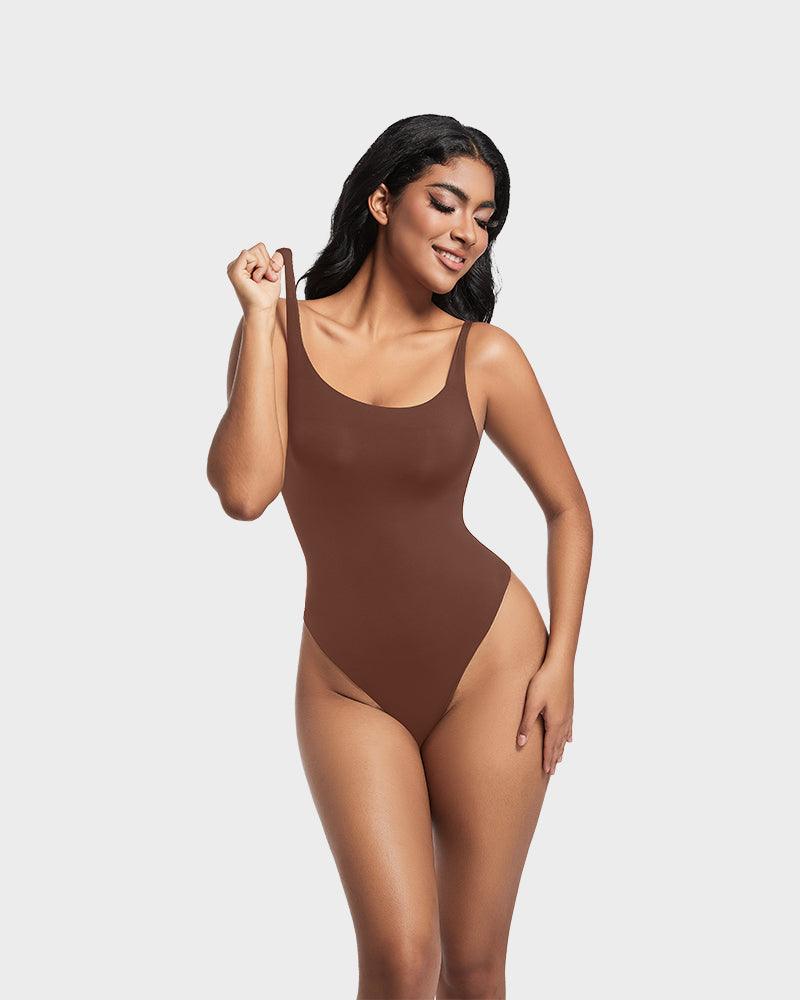 Seamless Sculpt Sleeveless Scoop Neck Thong Bodysuit: Flattering Comfort Shapewear
