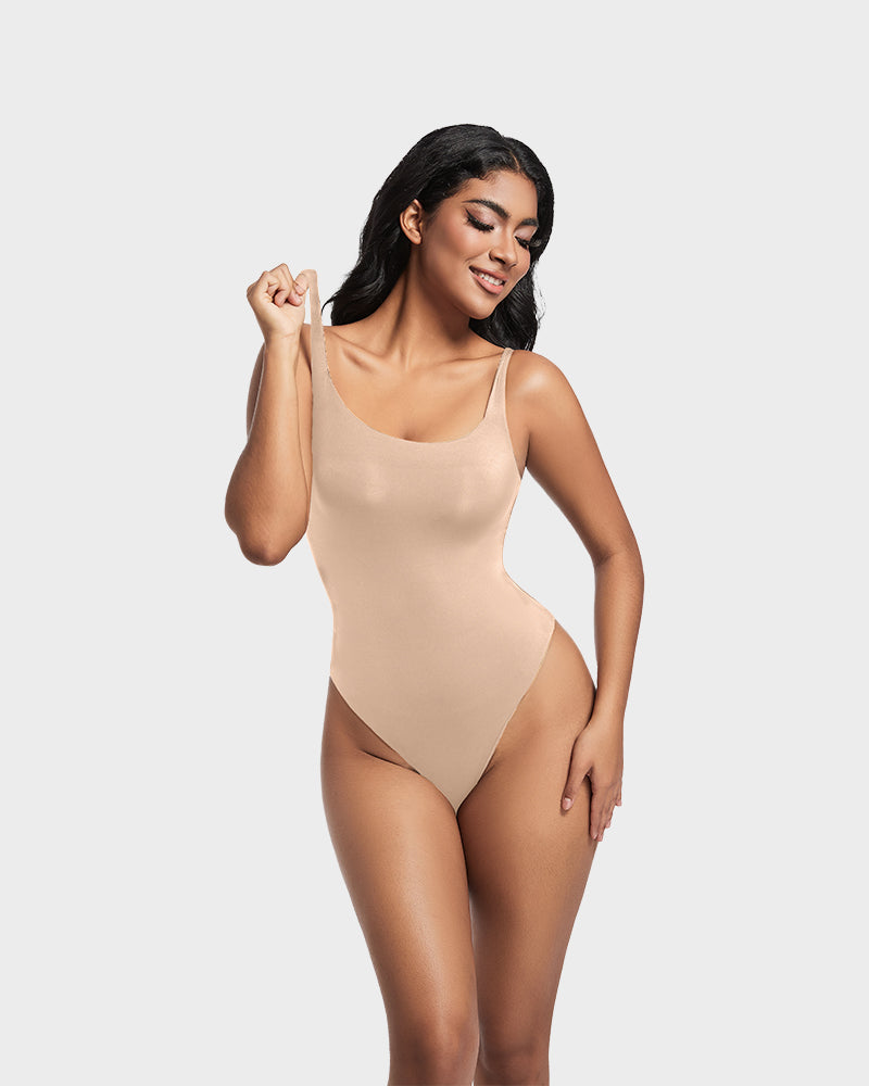 Seamless Sculpt Sleeveless Scoop Neck Thong Bodysuit: Flattering Comfort Shapewear