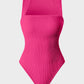 Chic Ribbed Square Neck Sleeveless Tummy Control Tank Bodysuit for Women