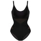 Flattering Criss-Cross Mesh Sculpting Bodysuit - Seamless Tummy Control Shapewear