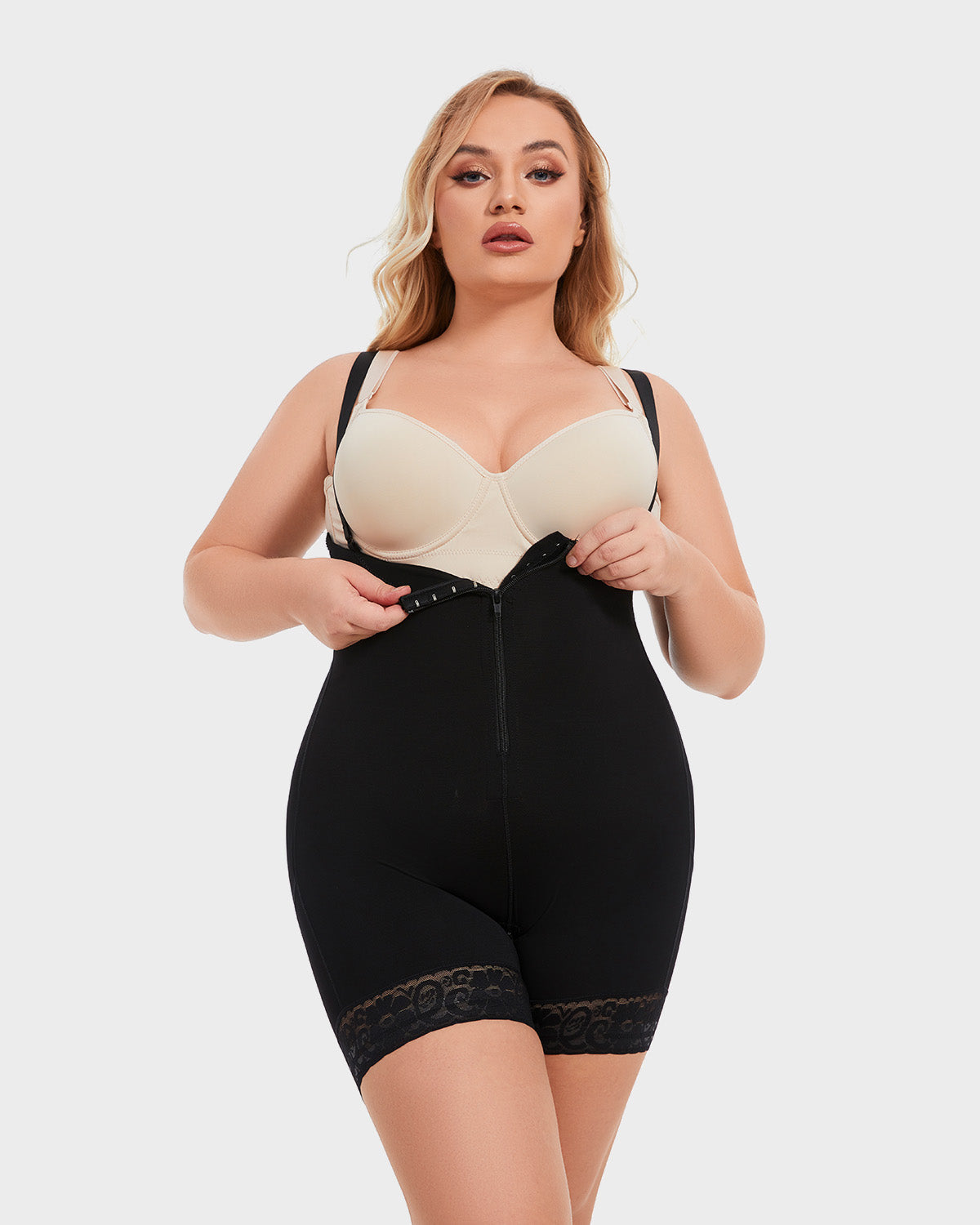 Firm Compression Open Bust Tummy Control Body Shaper for Seamless Sculpting