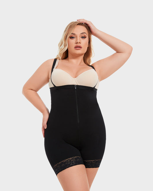 Firm Compression Open Bust Tummy Control Body Shaper for Seamless Sculpting