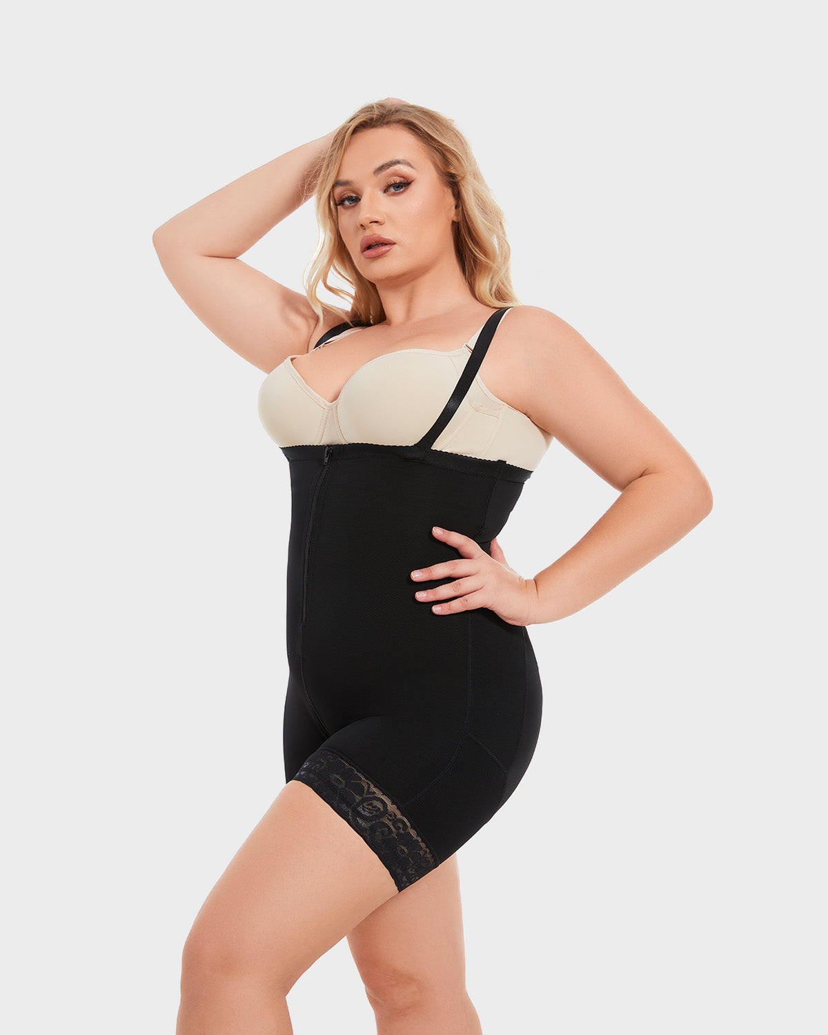 Firm Compression Open Bust Tummy Control Body Shaper for Seamless Sculpting