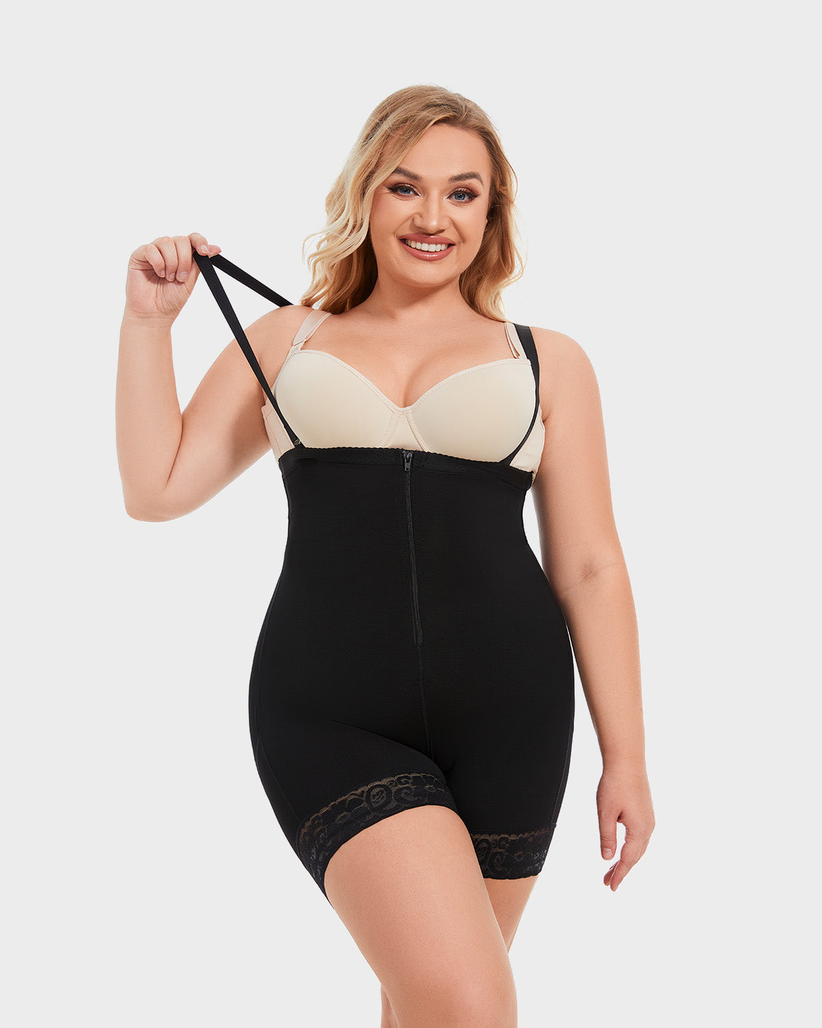 Firm Compression Open Bust Tummy Control Body Shaper for Seamless Sculpting