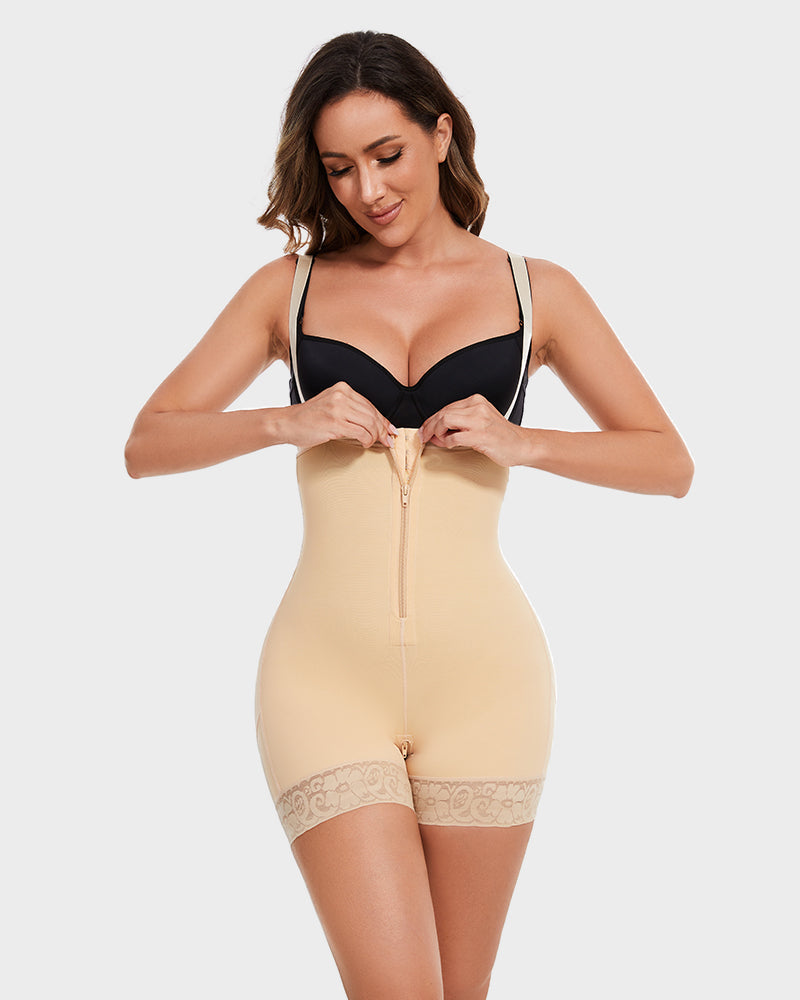 Firm Compression Open Bust Tummy Control Body Shaper for Seamless Sculpting
