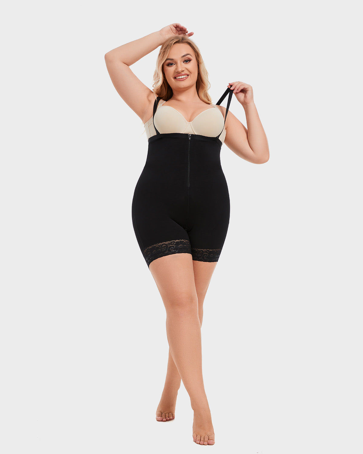 Firm Compression Open Bust Tummy Control Body Shaper for Seamless Sculpting