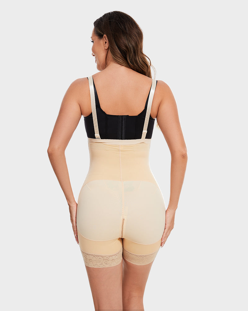 Firm Compression Open Bust Tummy Control Body Shaper for Seamless Sculpting