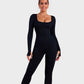 Chic Long Sleeve Square Neck Full Body Shaper Jumpsuit Smooths Curves