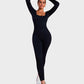 Chic Long Sleeve Square Neck Full Body Shaper Jumpsuit Smooths Curves