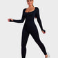 Chic Long Sleeve Square Neck Full Body Shaper Jumpsuit Smooths Curves