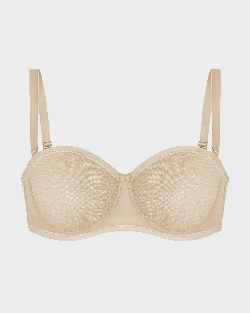 Ultimate Invisible Support Strapless Mesh Underwire Balconette Bra for Women