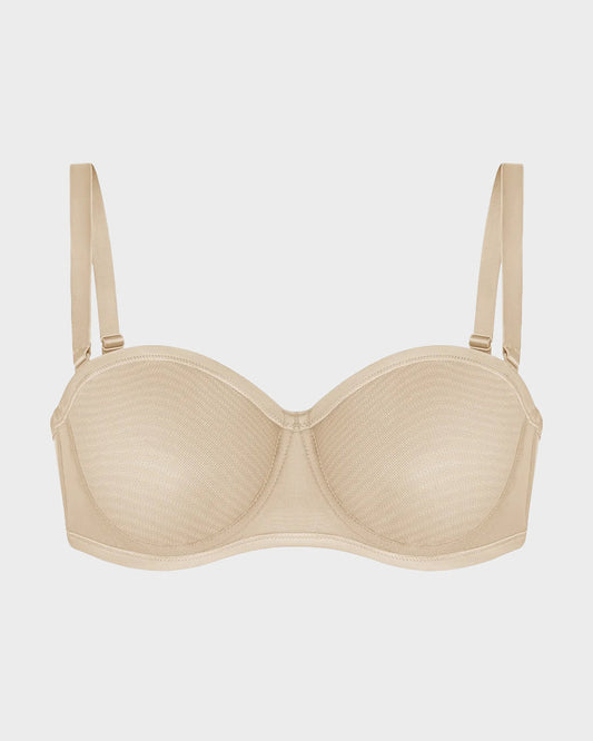 Ultimate Invisible Support Strapless Mesh Underwire Balconette Bra for Women
